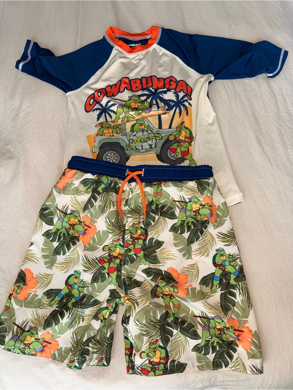 Nickelodeon Cowabunga Turtle Pajama Set - Blue, White & Orange